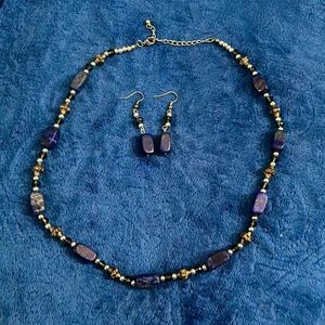 Blue necklace and earrings set